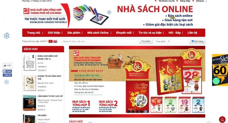 Giao diện của website nxbhcm.com.vn