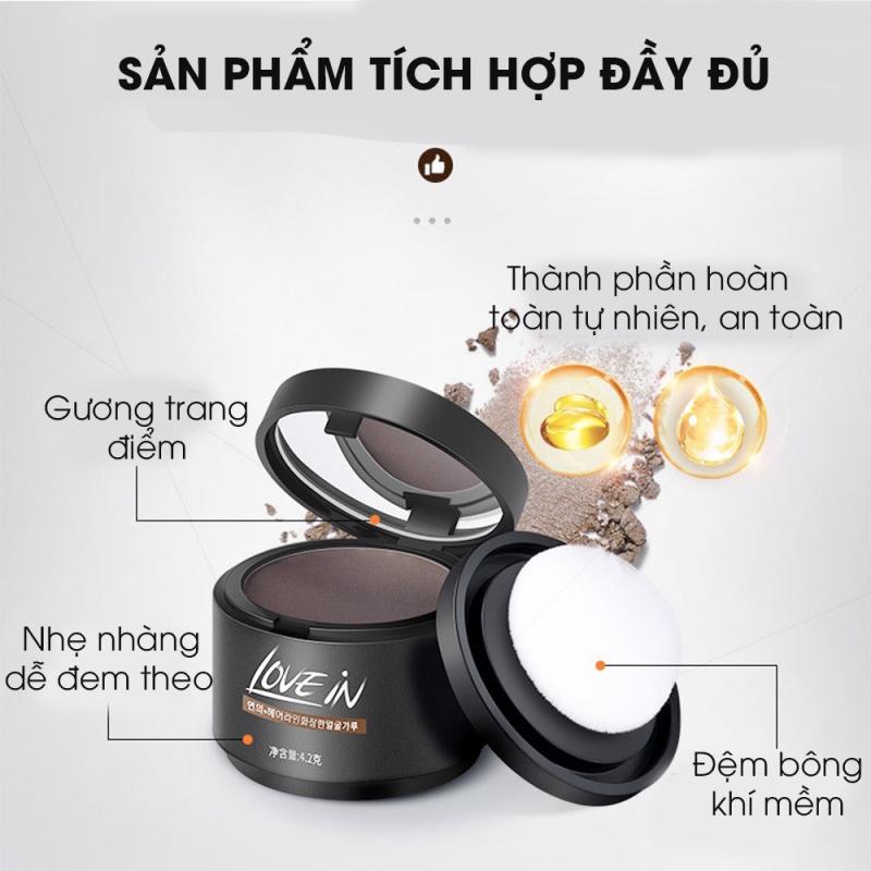 Phấn bột che khuyết điểm chân tóc Love In, phấn phủ che khuyết điểm hói mỏng thưa tóc làm dày tóc phủ bạc đầu chân tóc