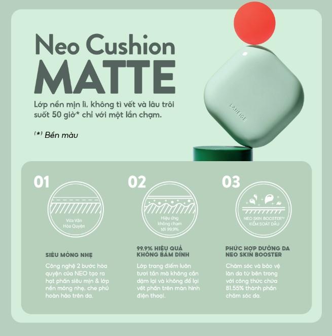 Phấn nước che phủ mịn lì 50H Laneige Neo Cushion Matte 15g