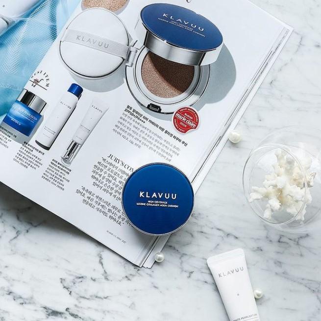 Phấn nước Klavuu Blue Pearlsation High Coverage Marine Collagen Aqua Cushion SPF50 PA+++