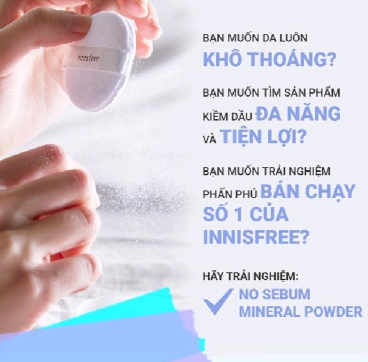 Phấn phủ bột kiềm dầu innisfree No Sebum Mineral Powder