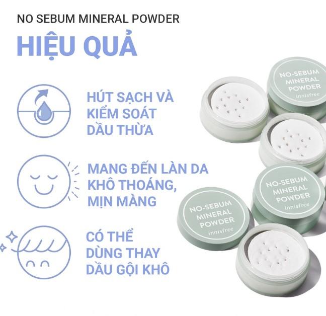 Phấn phủ kiềm dầu dạng bột innisfree No Sebum Mineral Powder