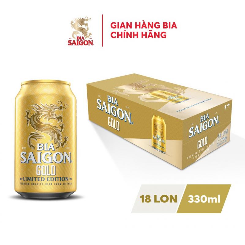 Phiên bản tết - Thùng 18 lon bia SAIGON GOLD - SABECO