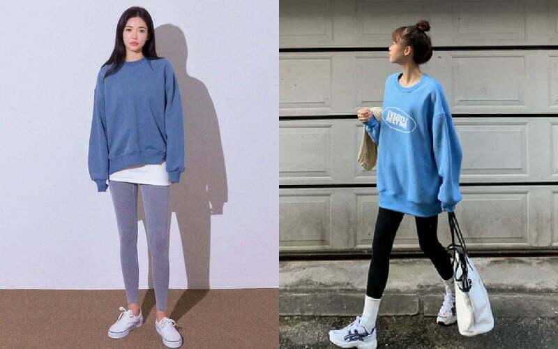 Phối áo hoodie không mũ cùng quần legging