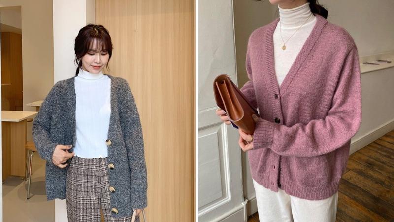 Phối đồ với áo khoác cardigan nữ với áo len cổ lọ