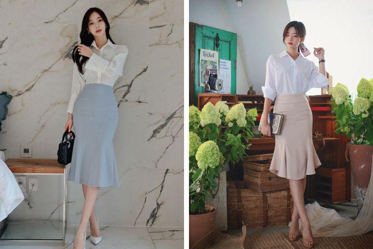 Chân Váy Đuôi Cá Dáng Dài Phong Cách Hàn Quốc Lên From Xinh | Shopee Việt  Nam