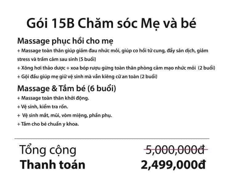 Dịch vụ chăm sóc cho mẹ và bé sau sinh