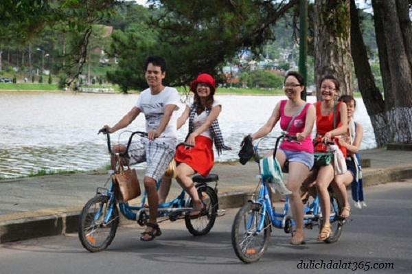 Trong khi đó, xe đạp đôi lại là lựa chọn lí tưởng cho những cặp đôi hay chị em trong gia đình