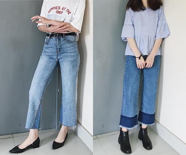 Quần jeans lửng ống loe