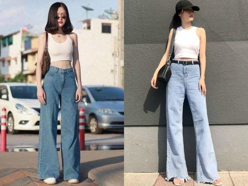 Quần ống suông và tank top hoặc áo ba lỗ