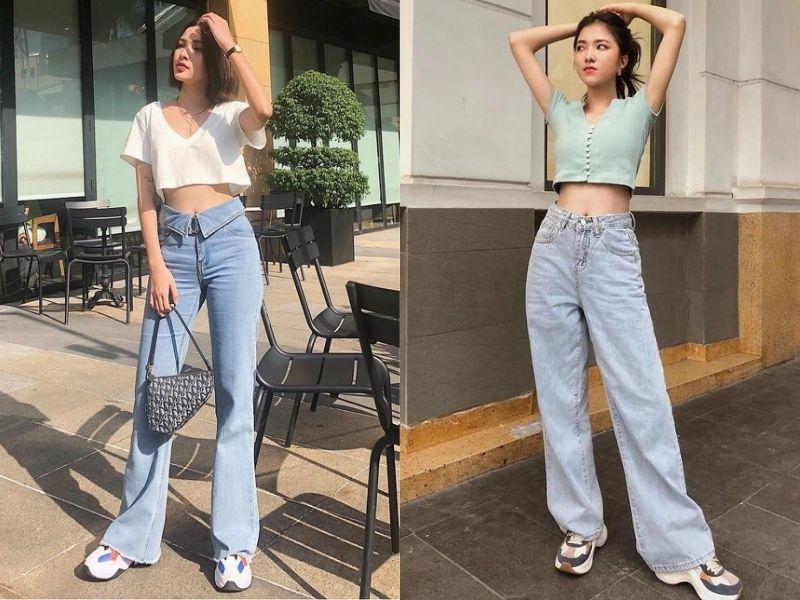 Quần ống suông với áo croptop