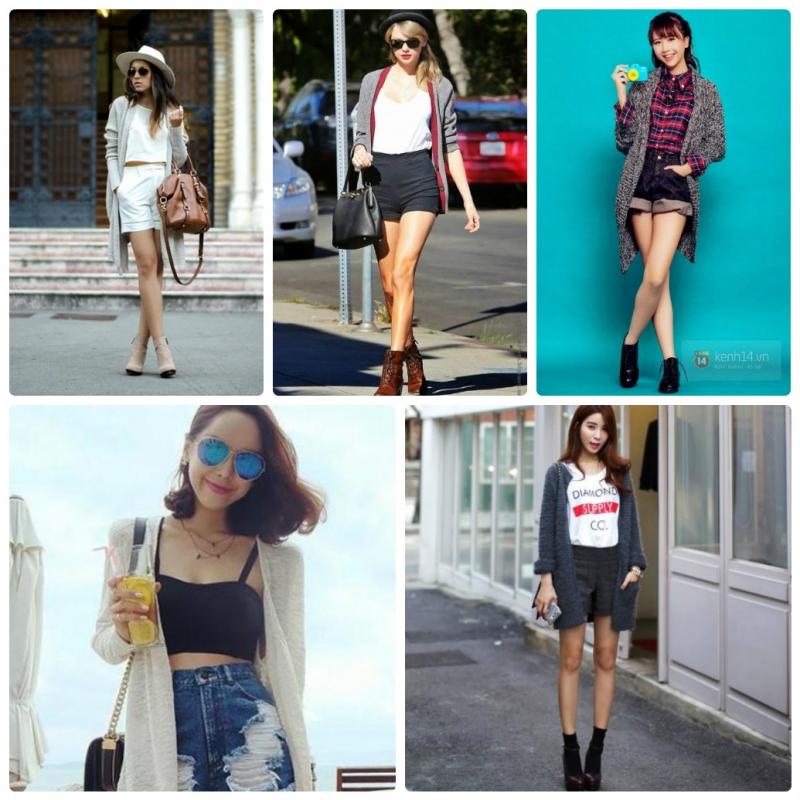 Quần shorts kết hợp áo Cardigan