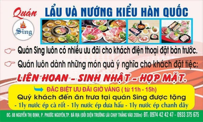 Quán lẩu ngon nhất TP. Bà Rịa