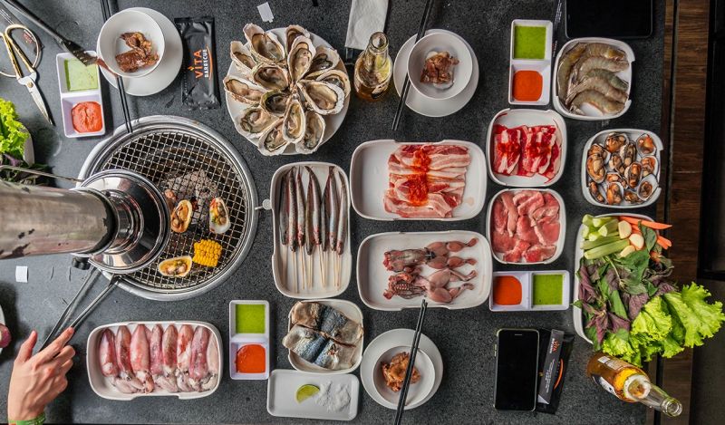 Quán Vita Barbecue chuyên về các món ăn lẩu, nướng kiểu Nhật