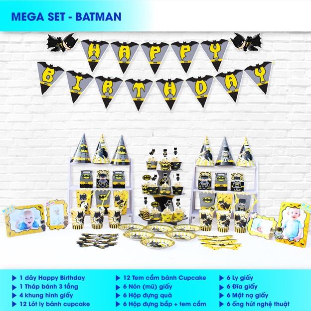 Set Mega trang trí sinh nhật chủ đề Batman