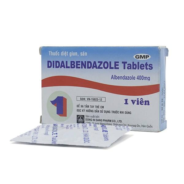 Sản phẩm Didalbendazole Tablets Dong In Dang tẩy giun sán lãi (1 Viên)