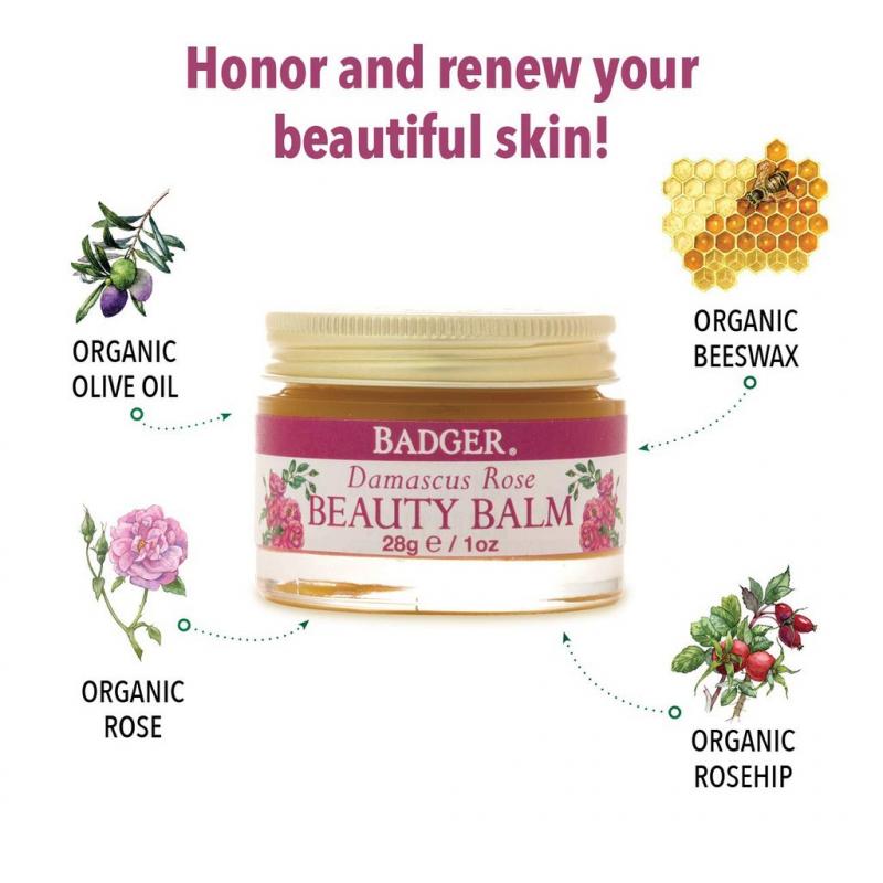 Sáp dưỡng da hoa hồng hữu cơ Badger Rose Organic Beauty Balm