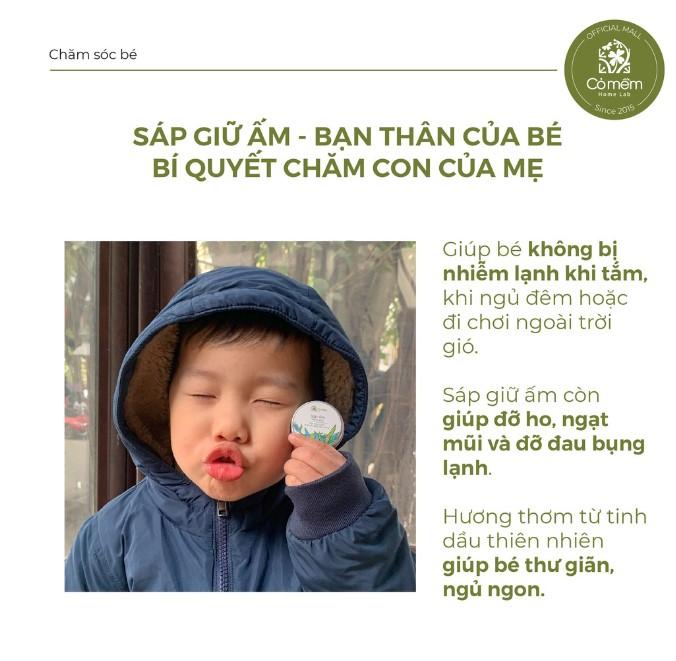 Sáp giữ ấm cho bé từ tinh dầu tràm Cỏ Mềm