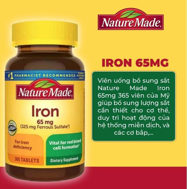 Sắt hữu cơ Nature Made Iron 65mg