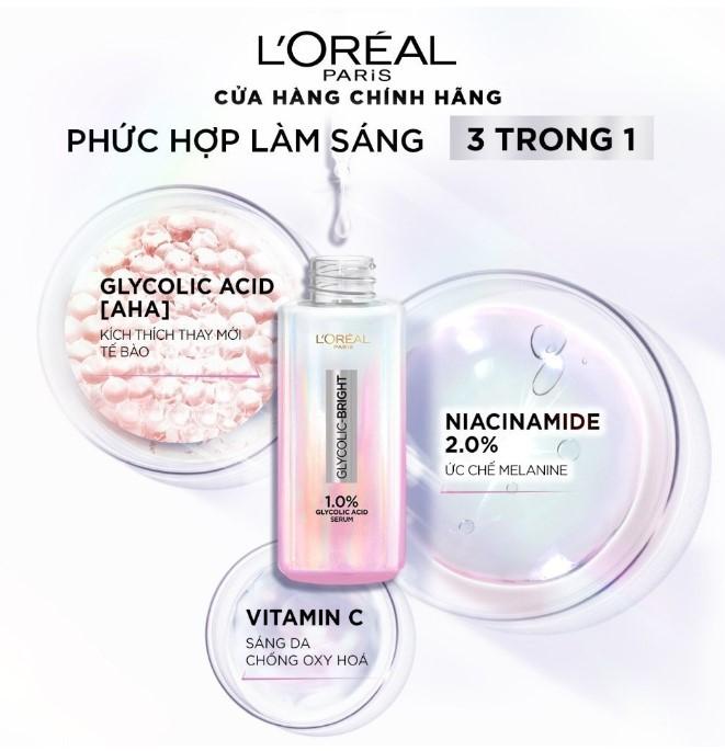 Serum dưỡng sáng mờ thâm nám L'Oreal Paris Glycolic Bright