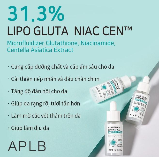 Serum dưỡng trắng da APLB Glutathione Niacinamide Ampoule Serum