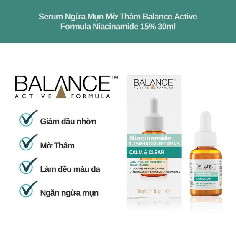 Serum ngừa mụn mờ thâm Balance Active Formula Niacinamide 15% Blemish Recovery