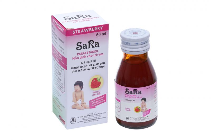 Siro hạ sốt Sara hương dâu 120mg/5ml