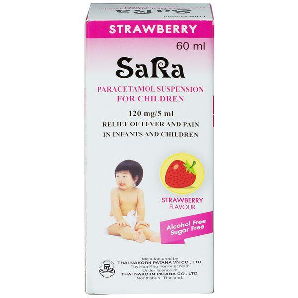 Siro hạ sốt Sara hương dâu 120mg/5ml