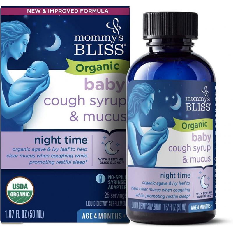 Siro ho đêm Mommy's Bliss Organic Baby Cough Syrup & Mucus Night Time