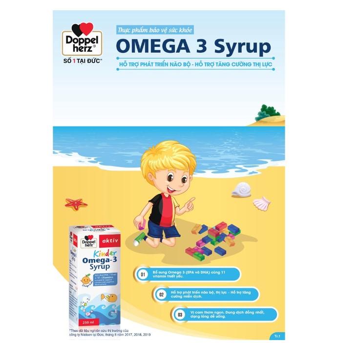 Siro hỗ trợ phát triển não bộ và thị lực cho bé Doppelherz Aktiv Kinder Omega-3 Syrup