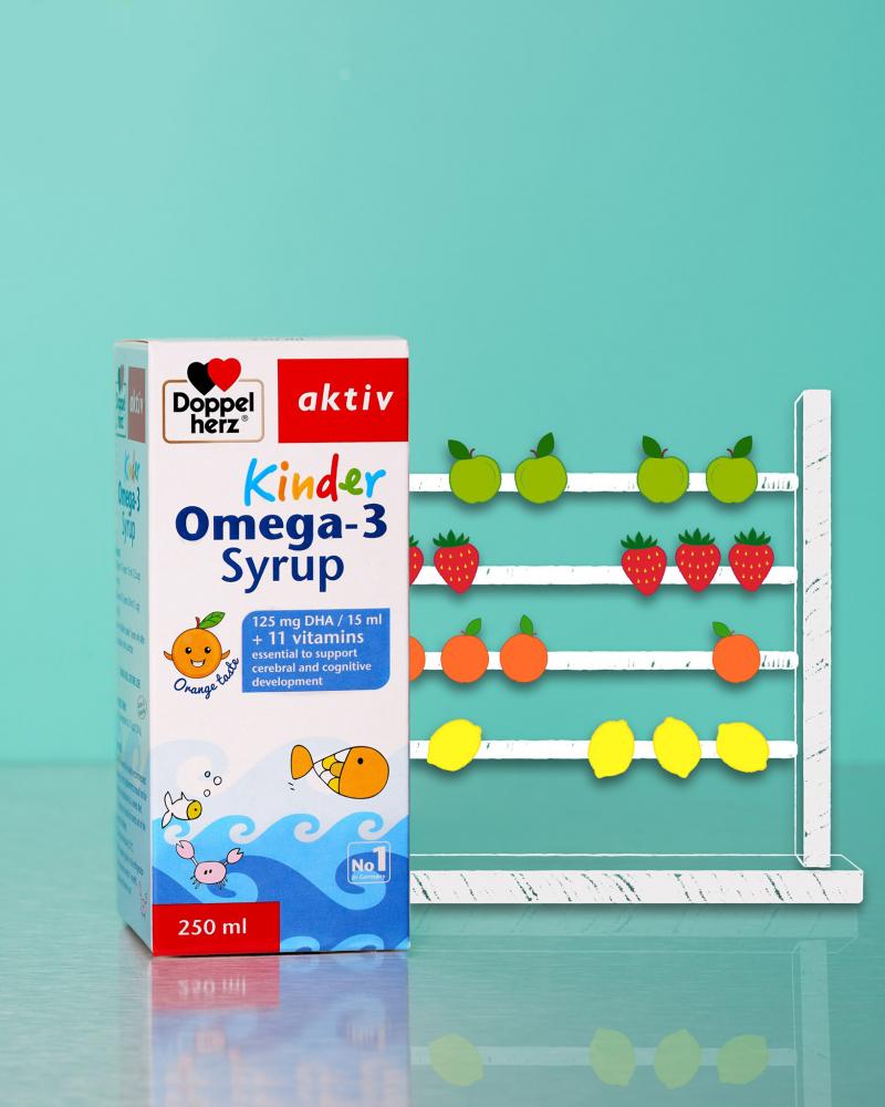 Siro hỗ trợ phát triển não bộ và thị lực cho bé Doppelherz Aktiv Kinder Omega-3 Syrup