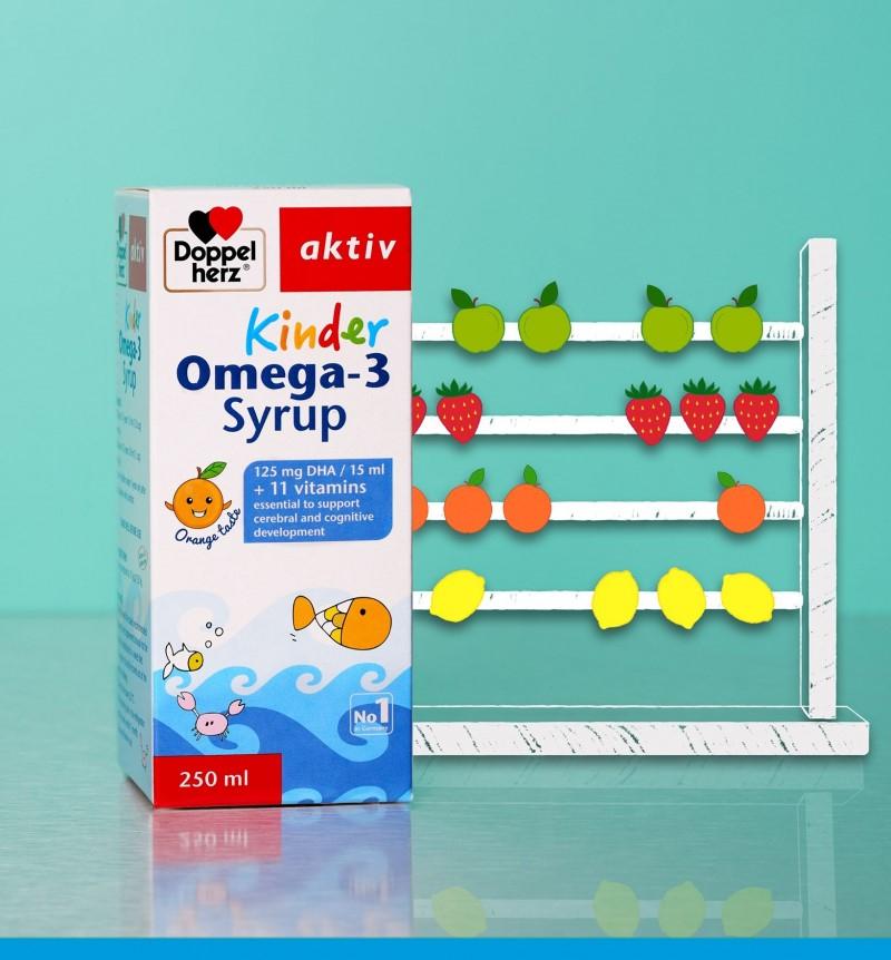 Siro hỗ trợ phát triển não bộ và thị lực cho bé Doppelherz Aktiv Kinder Omega-3 Syrup