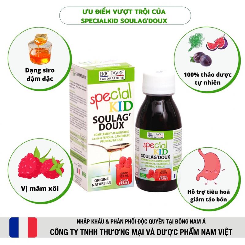 Siro hỗ trợ tiêu hóa tốt, kích thích ăn ngon, nhuận tràng, giảm táo bón, Special Kid Soulag'Doux - 125ml