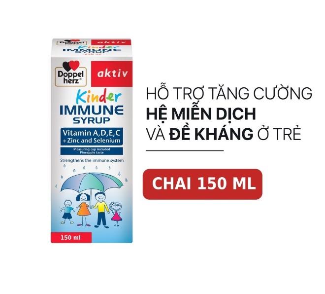 Siro tăng sức đề kháng phòng ngừa ốm vặt cho bé Doppelherz Aktiv Kinder Immune Syrup