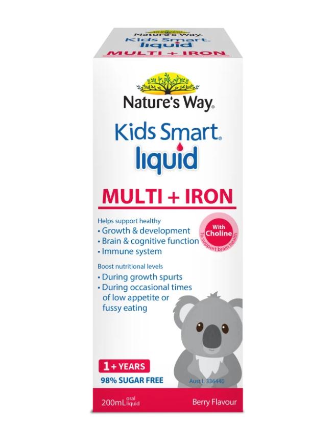 Siro bổ sung sắt và multi vitamin cho bé Nature's Way Kids Smart Liquid Multi + Iron