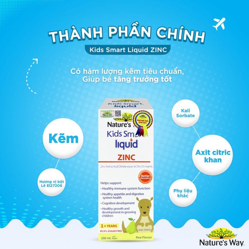 Siro uống Nature's Way Kids Smart Liquid Zinc bổ sung kẽm, tăng sức đề kháng cho bé