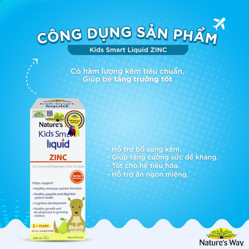 Siro uống Nature's Way Kids Smart Liquid Zinc bổ sung kẽm, tăng sức đề kháng cho bé