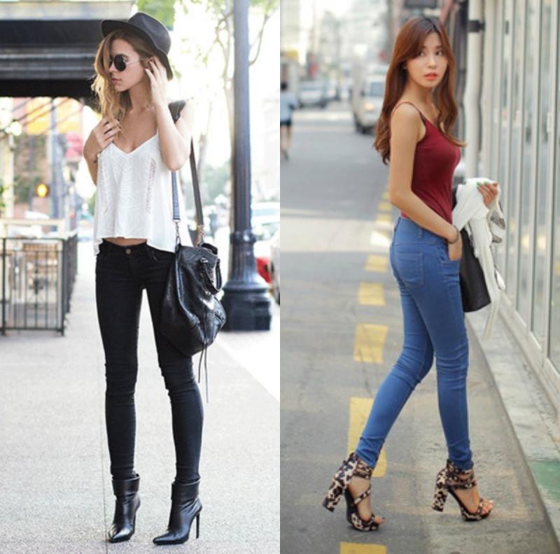 Một số gợi ý phối đồ tuyệt đẹp với áo hai dây và skinny jean