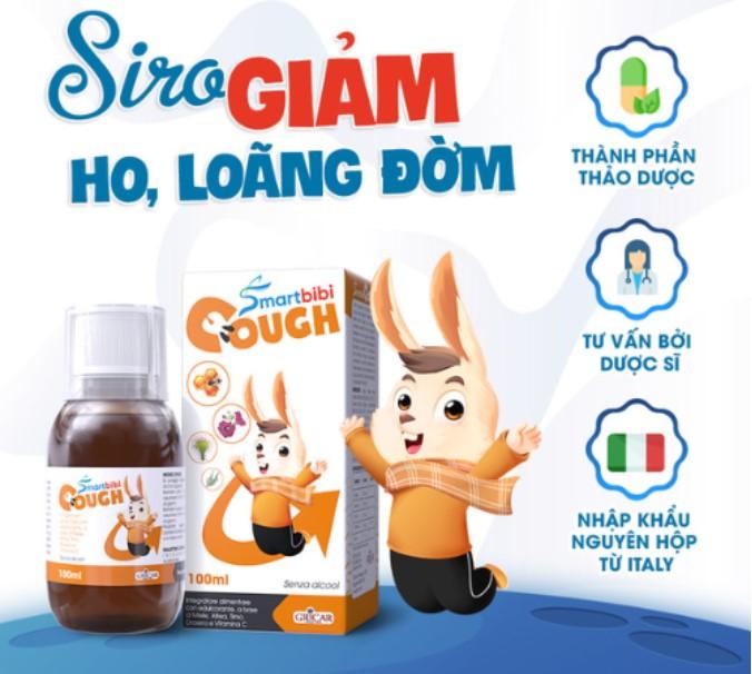 Smartbibi Cough siro ho cho bé hỗ trợ giảm các triệu chứng ho, ho có đờm, đau rát họng do viêm họng và cảm cúm 100ml