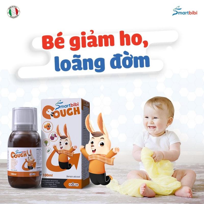 Smartbibi Cough siro ho cho bé hỗ trợ giảm các triệu chứng ho, ho có đờm, đau rát họng do viêm họng và cảm cúm 100ml