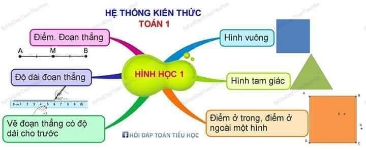Sơ đồ tư duy Hình học lớp 1 – Các hình cơ bản và đoạn thẳng