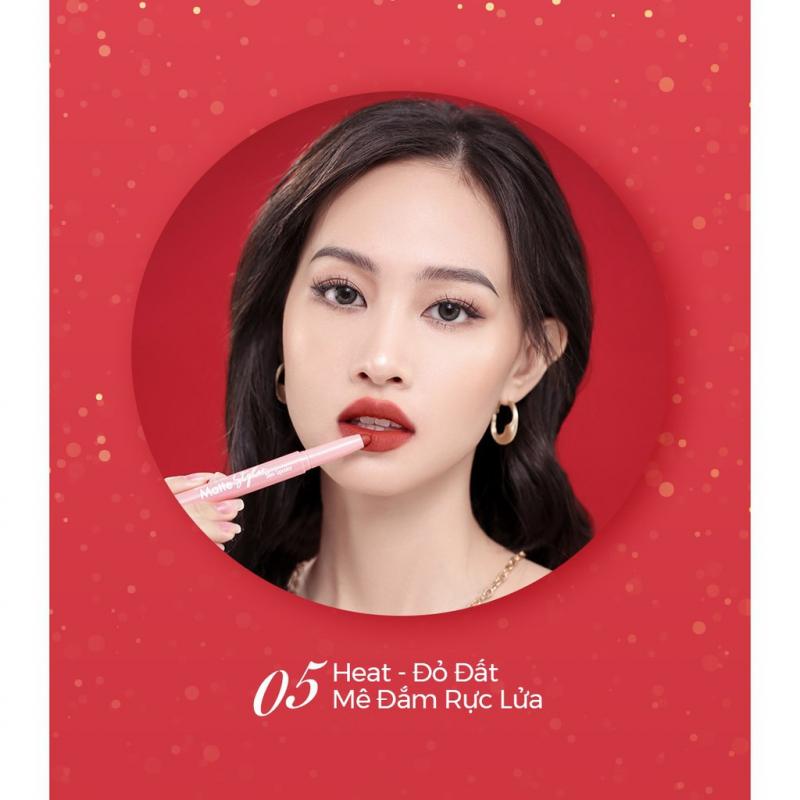 Son bút chì mịn mượt lâu phai Silkygirl Matte Styler Slim Lipcolor - 05 Đỏ cam đất