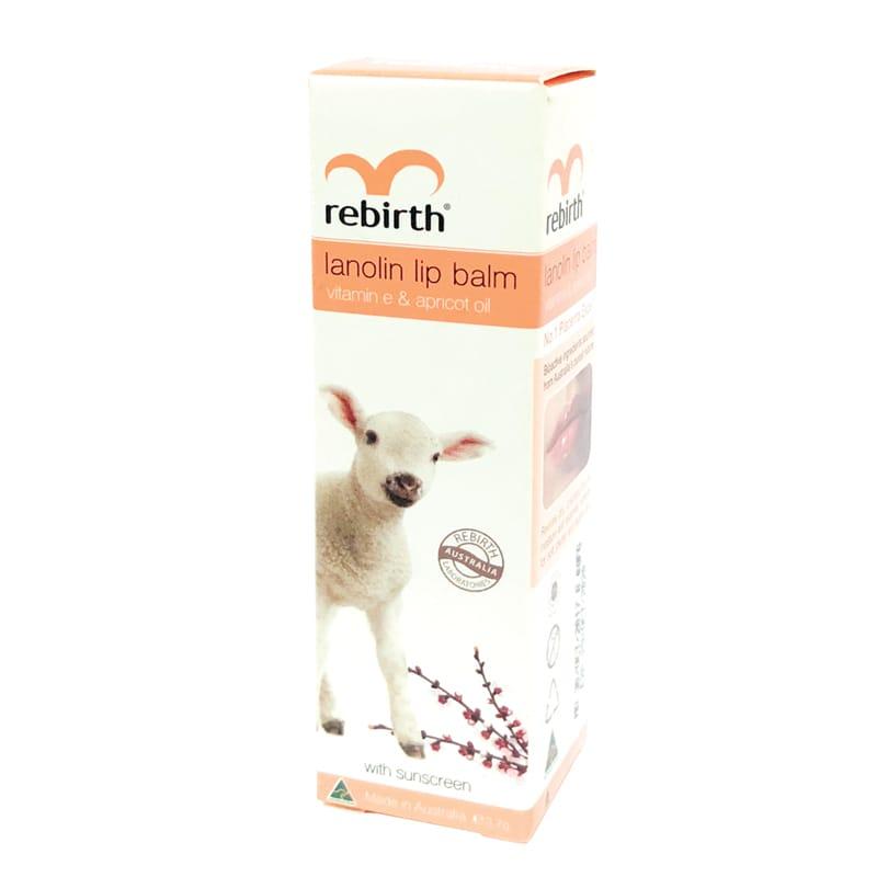 Son dưỡng ẩm nhau thai cừu Rebirth Lanolin Lip Balm with Vitamin E & Apricot Oil