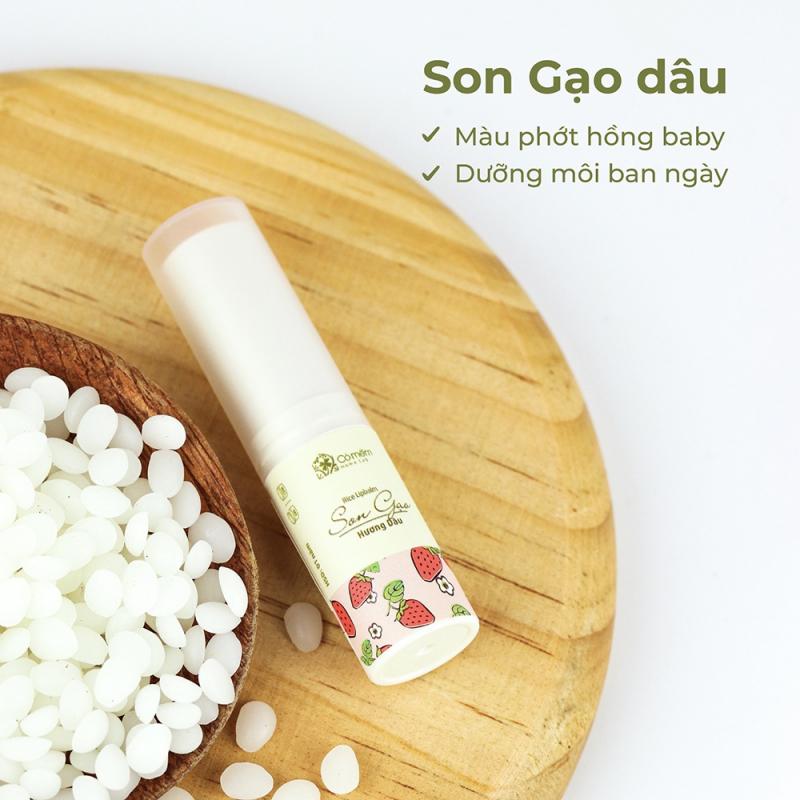 Son dưỡng môi có màu gạo hương dâu mềm môi chống khô nẻ Cỏ Mềm