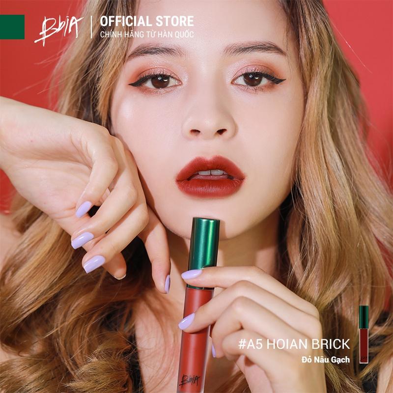 Son kem lì Bbia Last Velvet Lip Tint ASIA EDITION - A5 Hoian Brick (Đỏ gạch trầm pha nâu)