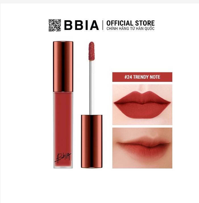 Son kem lì Bbia Last Velvet Lip Tint Version 5 # 24 – Trendy Note (màu đỏ hồng đất)