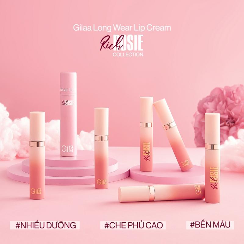 Son kem lì Gilaa long wear lip cream (5g) Rich Rosie CollectionA