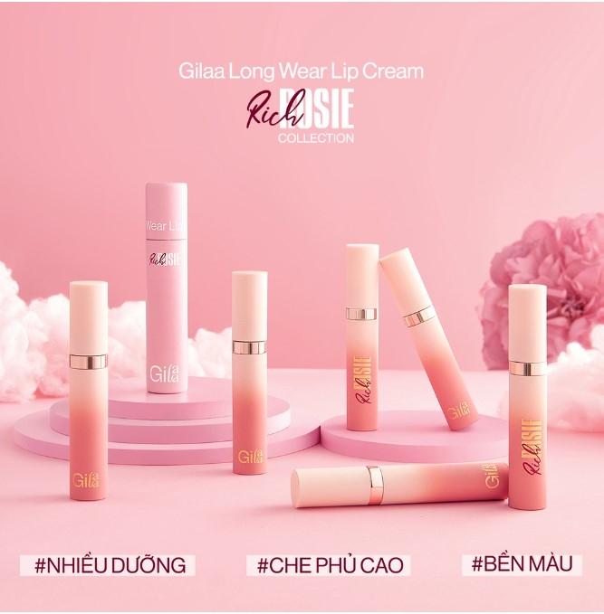 Son kem lì Gilaa long Wear Lip Cream Rich Rosie Collection