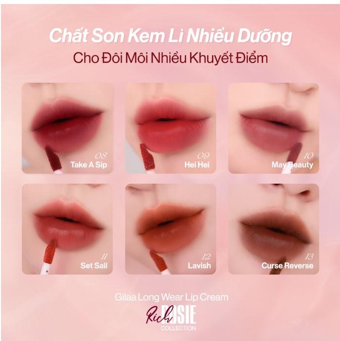 Son kem lì Gilaa long Wear Lip Cream Rich Rosie Collection