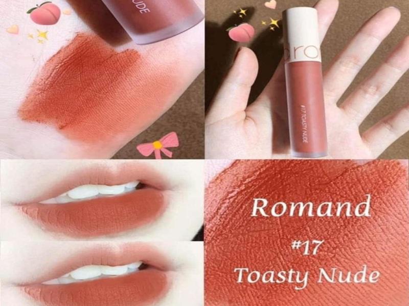 Son kem lì Hàn Quốc Romand New Zero Velvet Tint màu 17 Toach Nude